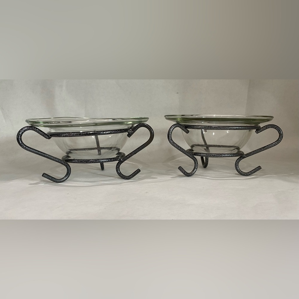 Glass Bowls with Black Metal Stands